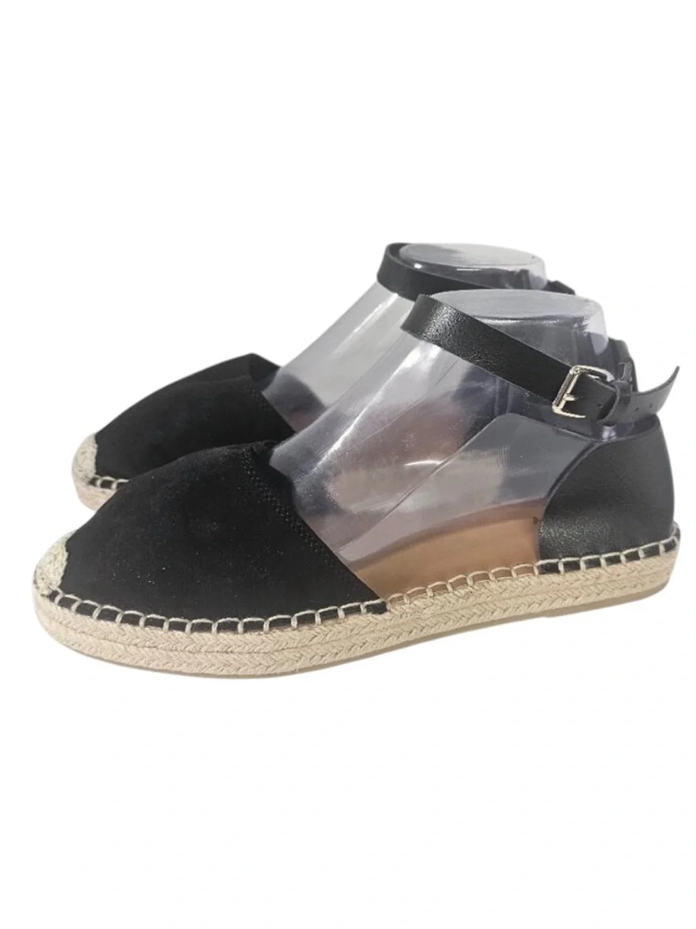 OLD NAVY black canvas & faux leather espadrilles size 10 - Like New